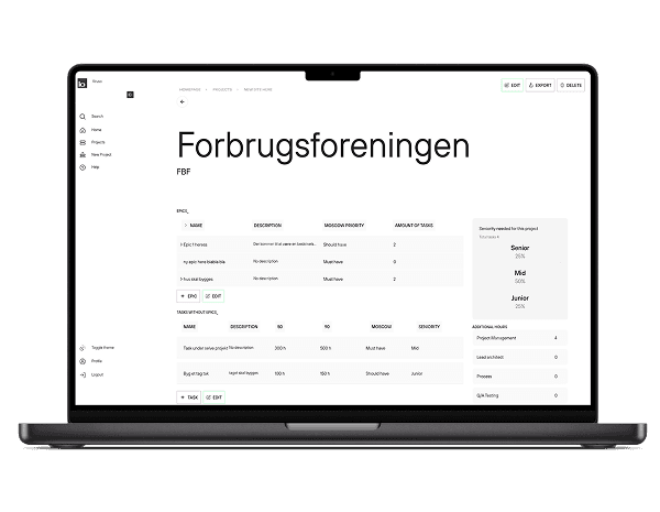 50/90 Estimating tool mockup